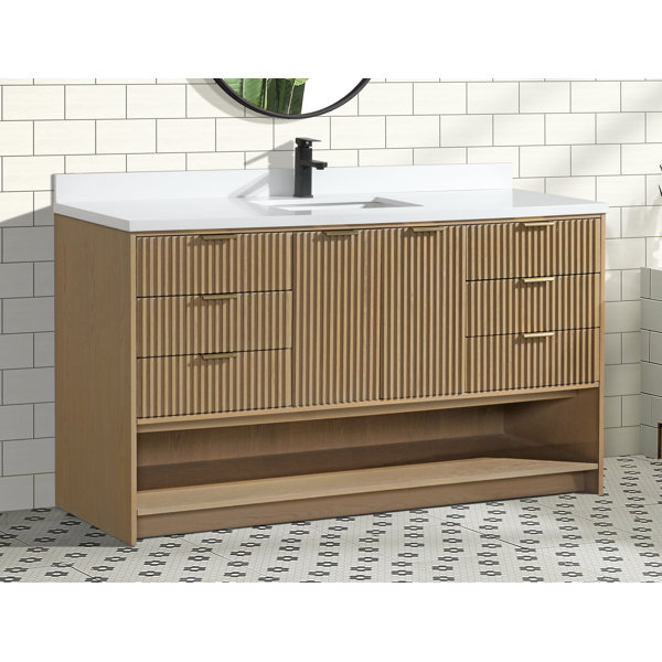 Joss & Main Anelie 60" Freestanding Bathroom Vanity Oak | Wayfair